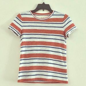 Madewell Blue and Orange Striped Tee